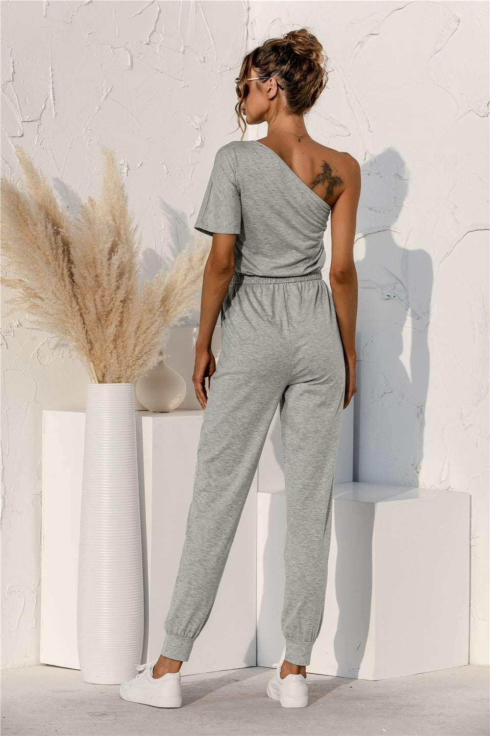 Honeybee Mumford's Single Shoulder Short Sleeve Jumpsuit