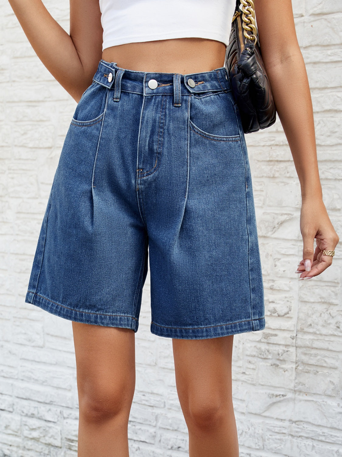 Honeybee Mumford's High Waist Denim Shorts with Pockets