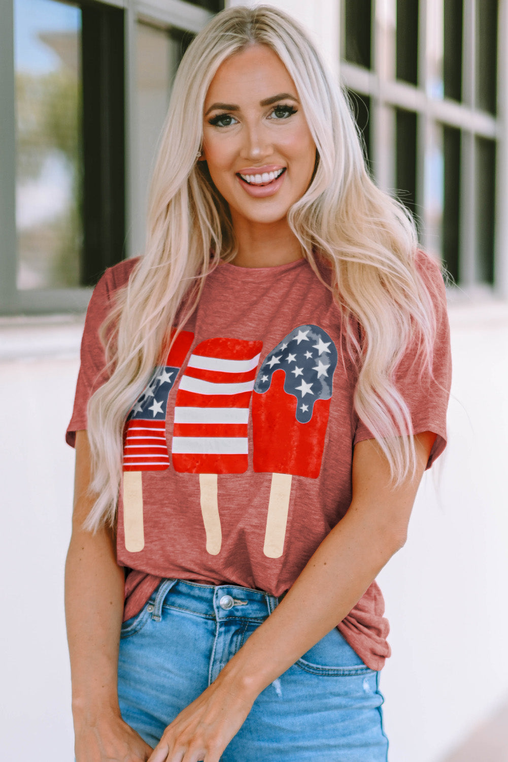 Honeybee Mumford's US Flag Round Neck Short Sleeve T-Shirt