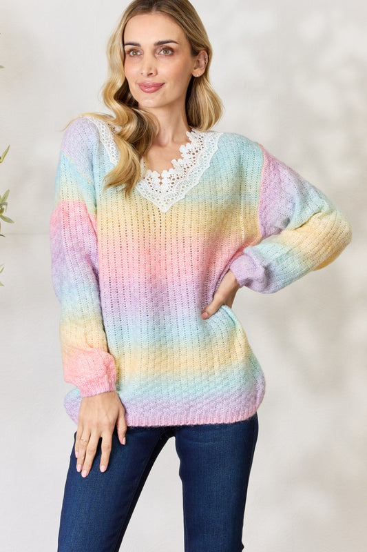 Honeybee Mumford's Rainbow Gradient Crochet Sweater