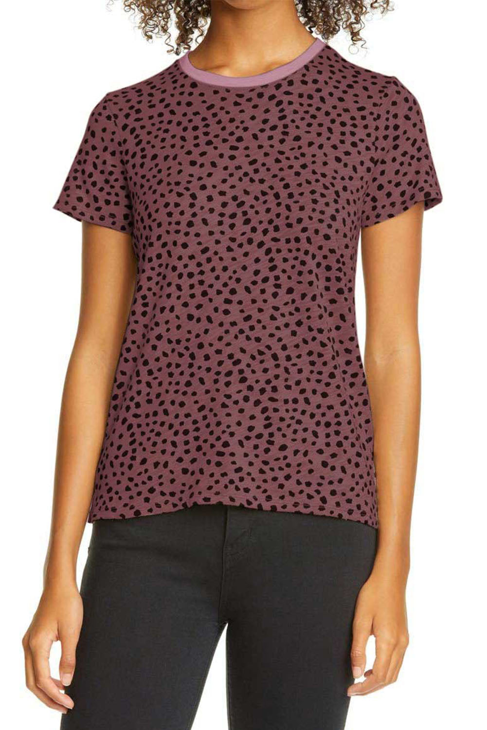 Honeybee Mumford's Fiery Red Cheetah Print O-neck Short Sleeve T Shirt