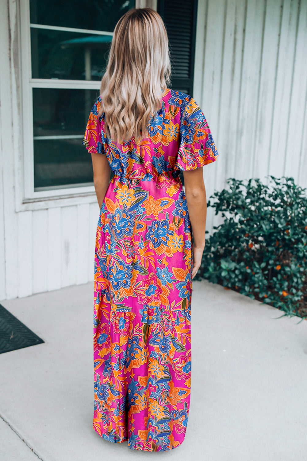 Honeybee Mumford's Rose Wrap V Neck Floral Maxi Dress