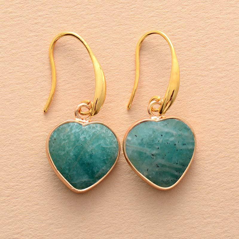 honeybee Mumford's Natural Stone Heart Drop Earrings