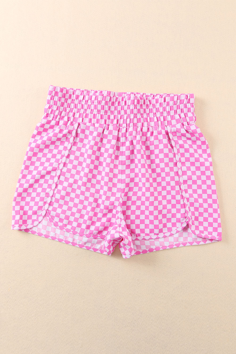 Honeybee Mumford's Pink Plaid High Waisted Athletic Shorts