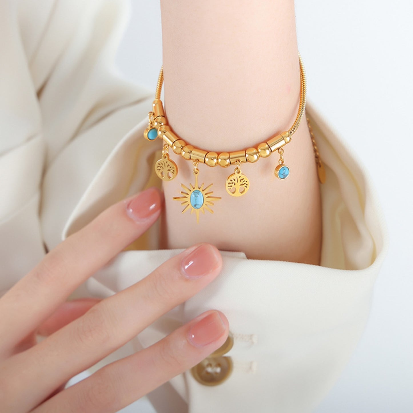 honeybee Mumford's Gold-Plated Charm Bracelet