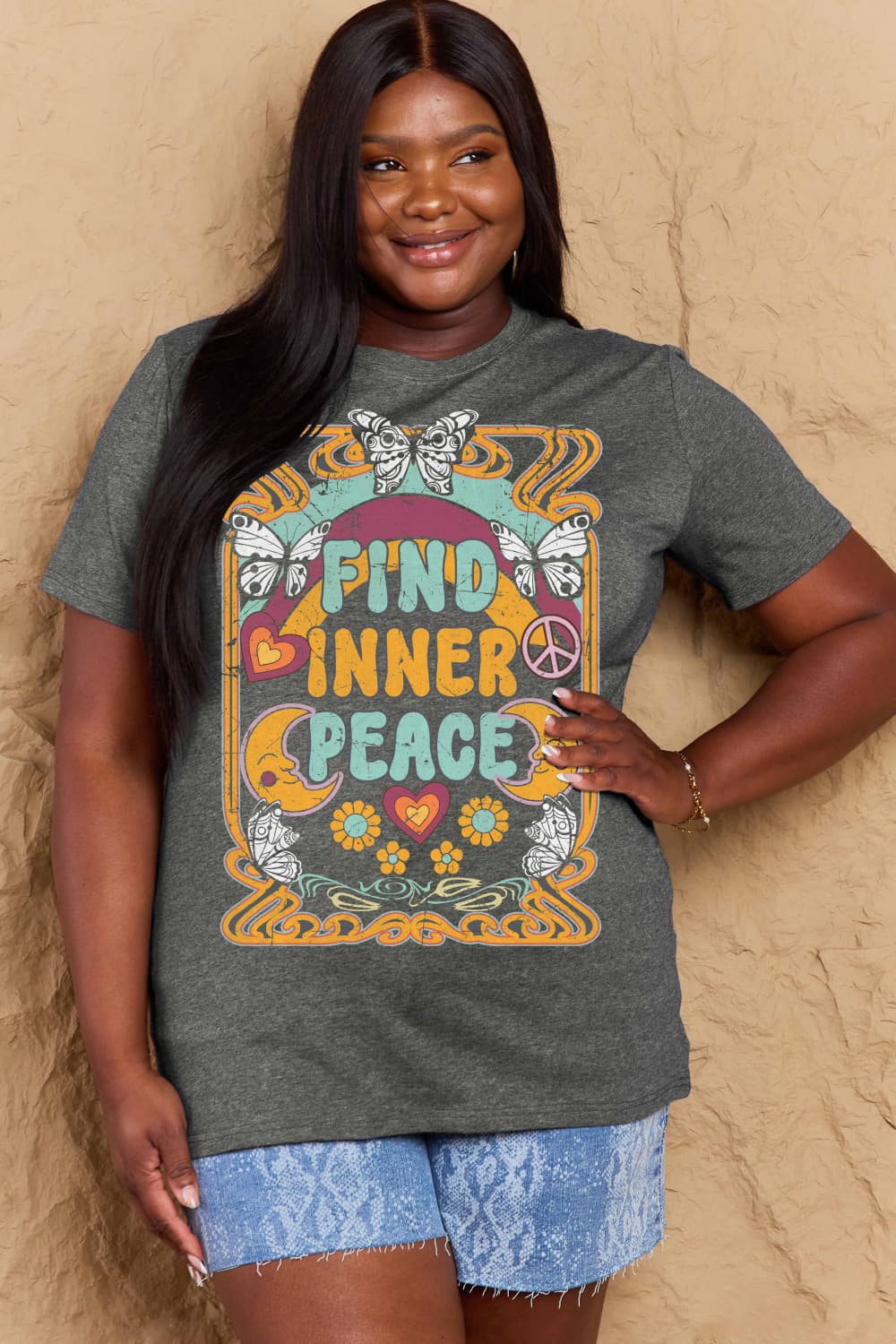 Honeybee Mumford's Simply Love Full Size FIND INNER PEACE Graphic Cotton T-Shirt