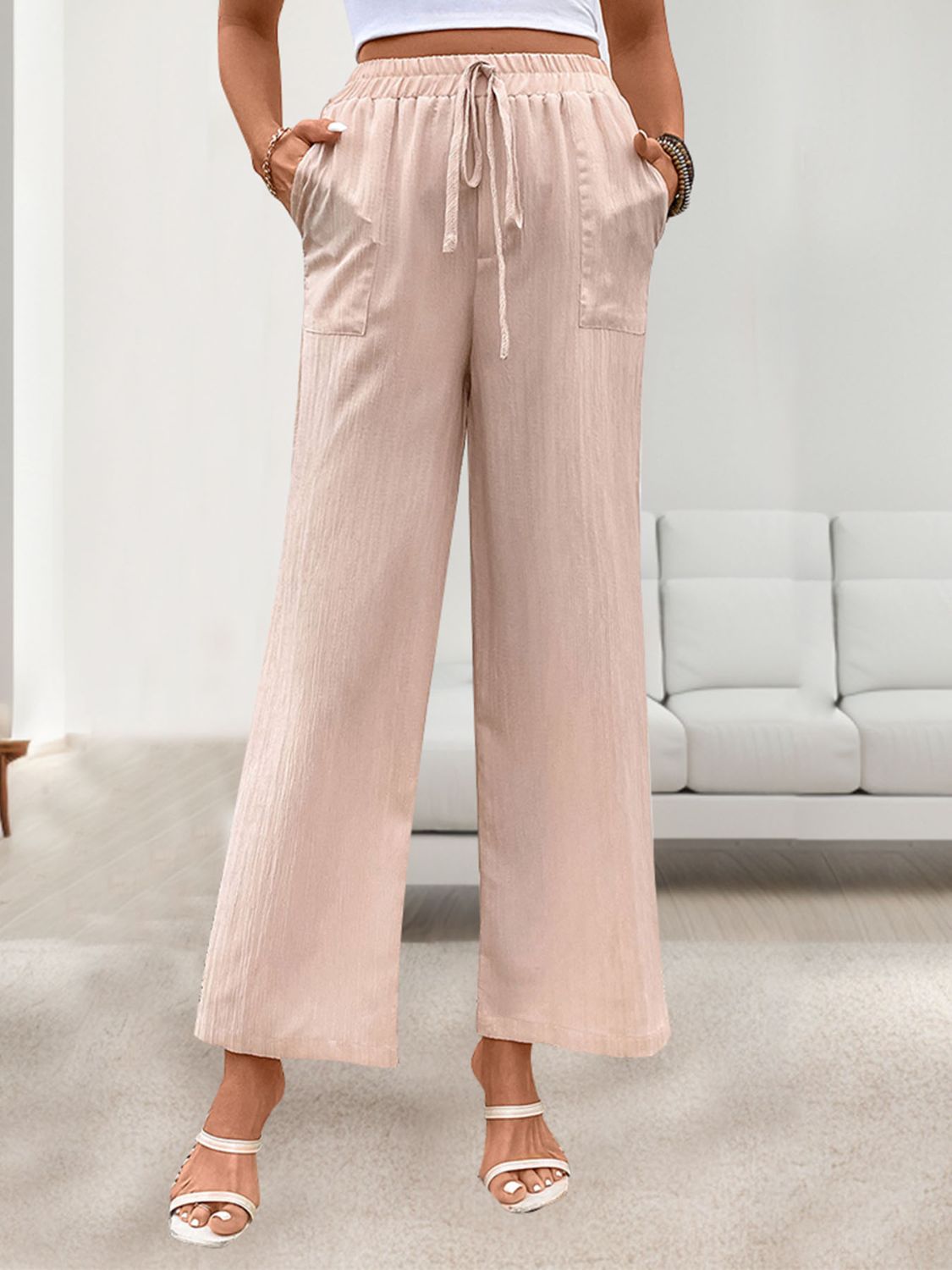 Honeybee Mumford's Tied Wide Leg Pants with Pockets