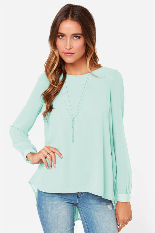 Honeybee Mumford's Full Size Round Neck Back Pleated Blouse