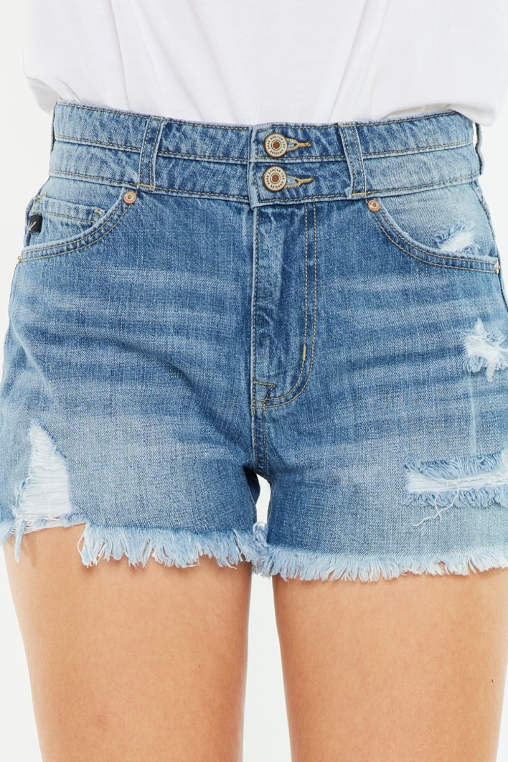 Honeybee Mumford's Full Size High Rise Raw Hem Denim Shorts