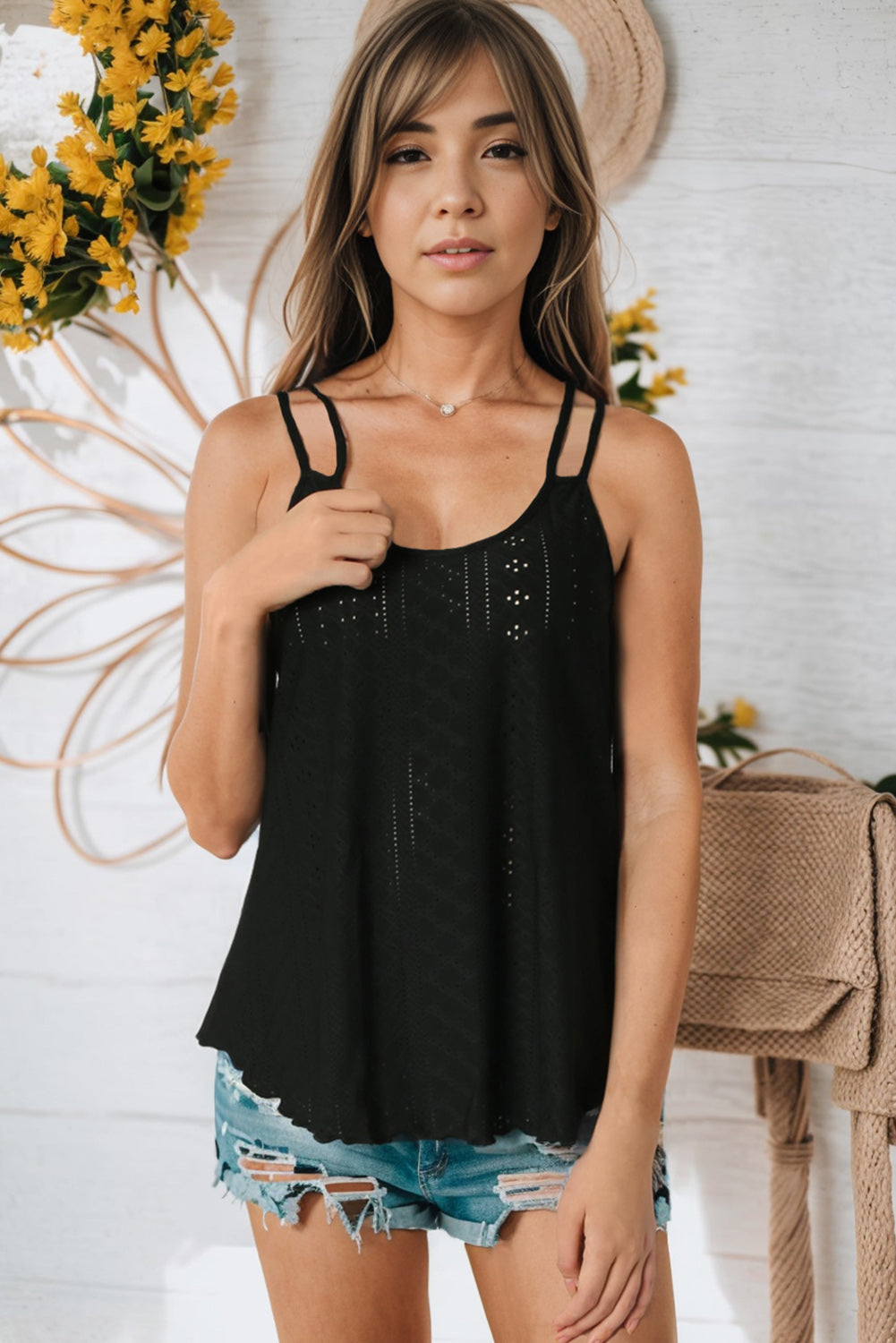 Honeybee Mumford's Eyelet Scoop Neck Cami