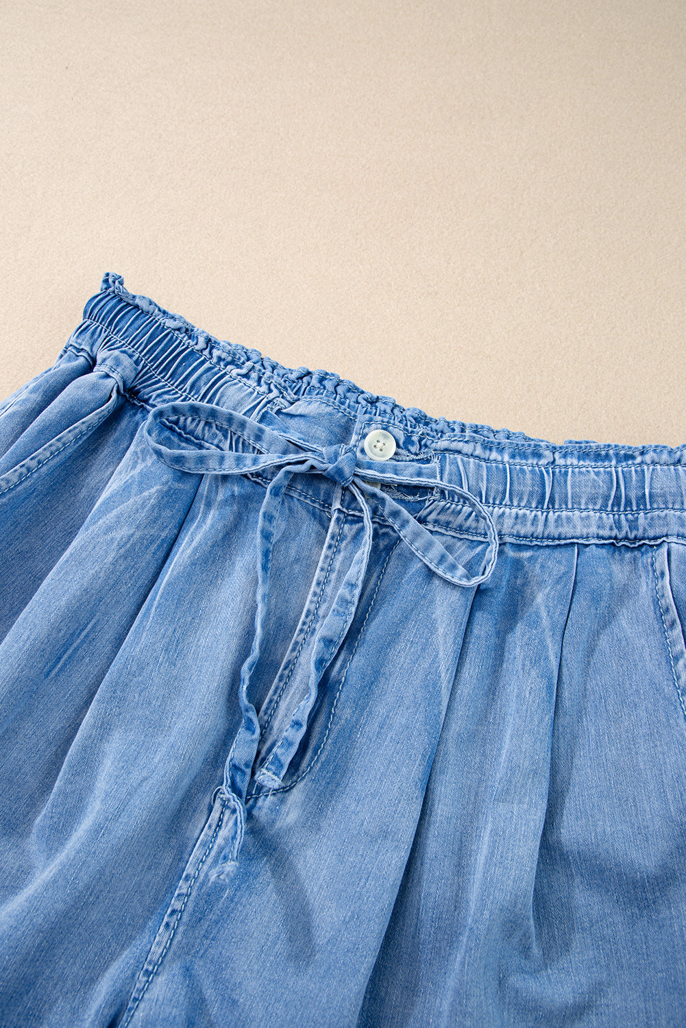 Honeybee Mumford's Beau Blue Casual Chambray Drawstring Shorts