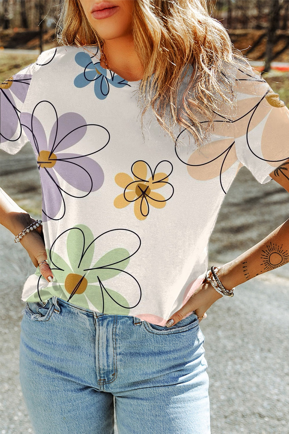 Honeybee Mumford's Printed Round Neck Short Sleeve T-Shirt