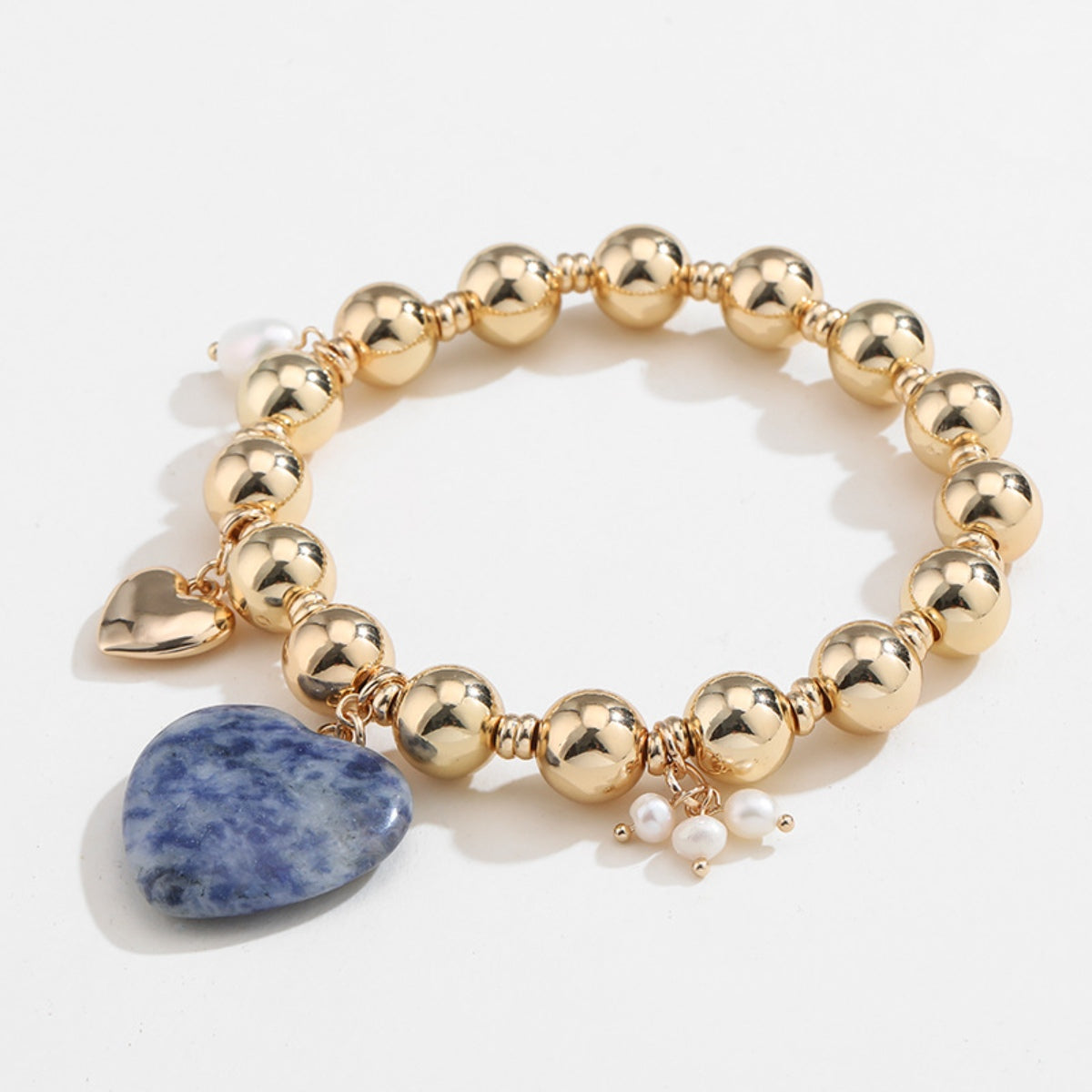 honeybee Mumford's Natural Stone Gold-Plated Heart Bracelet