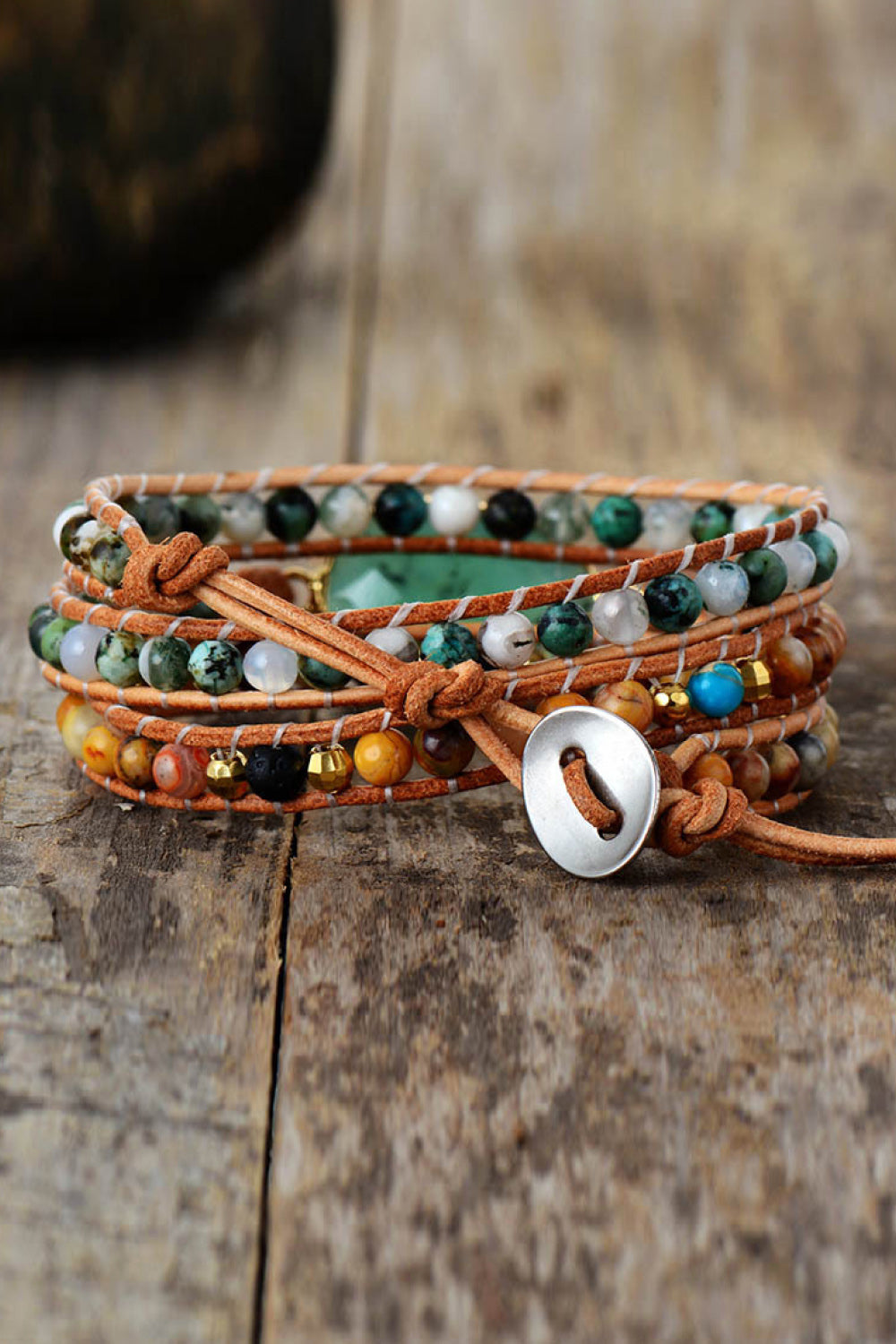 honeybee Mumford's Natural Stone & Agate Layered Bracelet