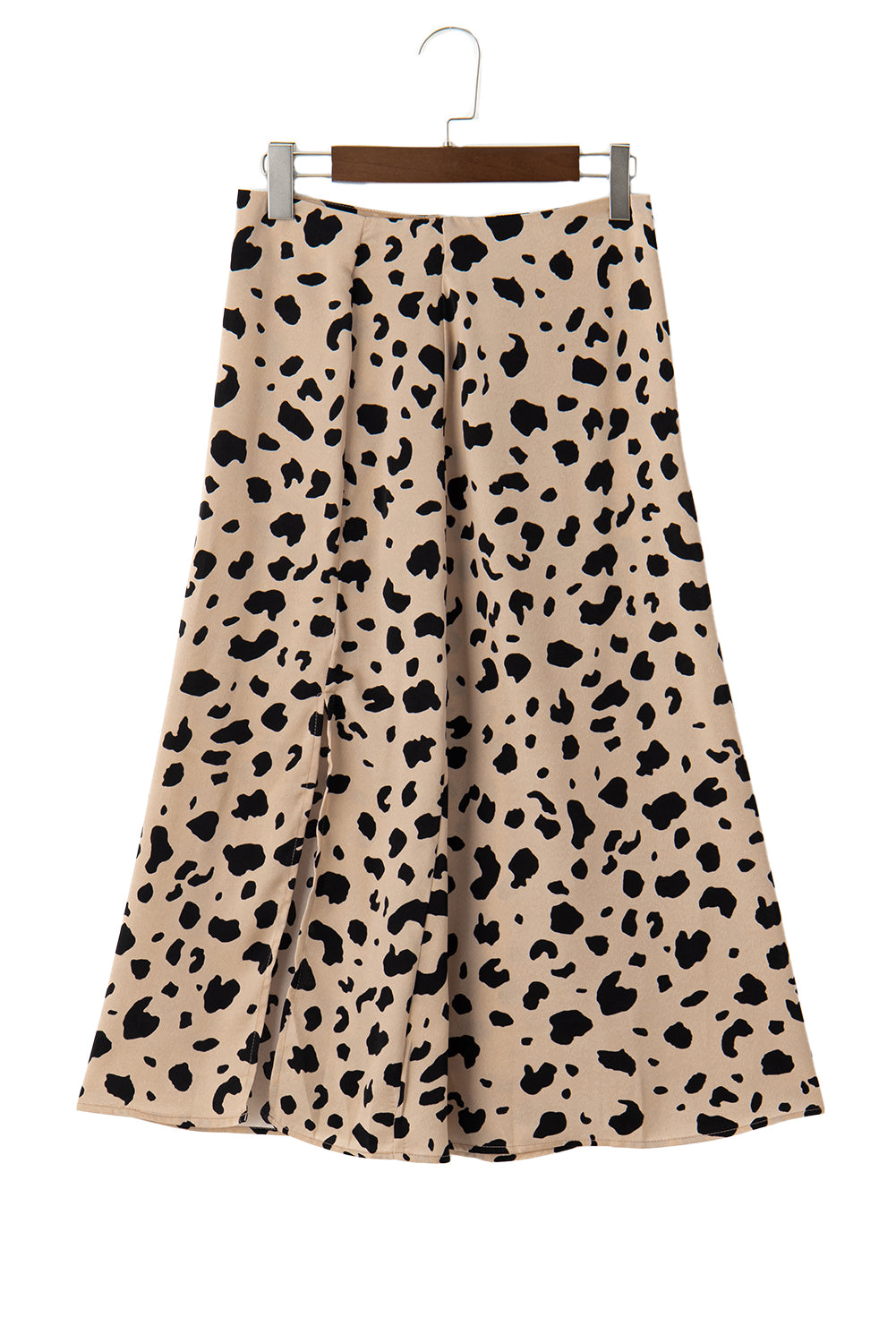 Honeybee Mumford's Khaki Leopard Spots Printed Split Hem Midi Skirt