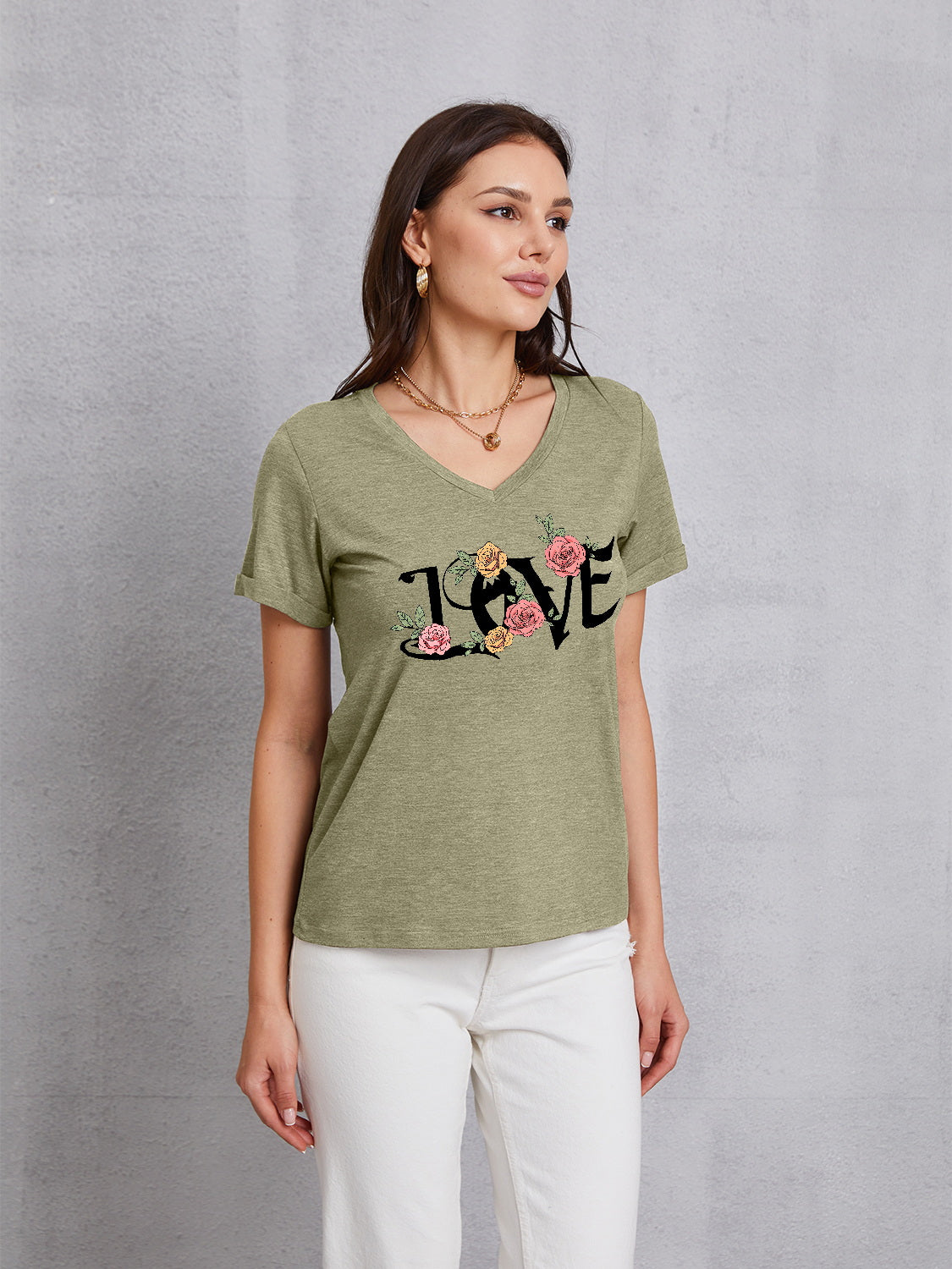 Honeybee Mumford's LOVE V-Neck Short Sleeve T-Shirt