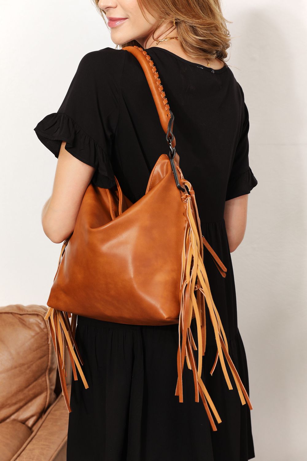 Honeybee Mumford's Leather Fringe Detail Shoulder Bag