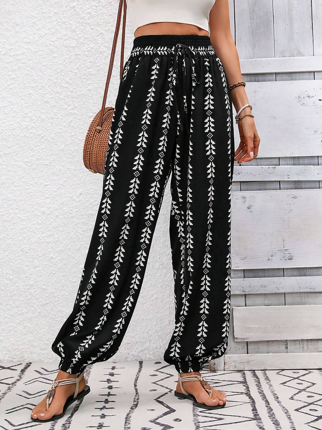 Honeybee Mumford's Tied Printed High Waist Pants