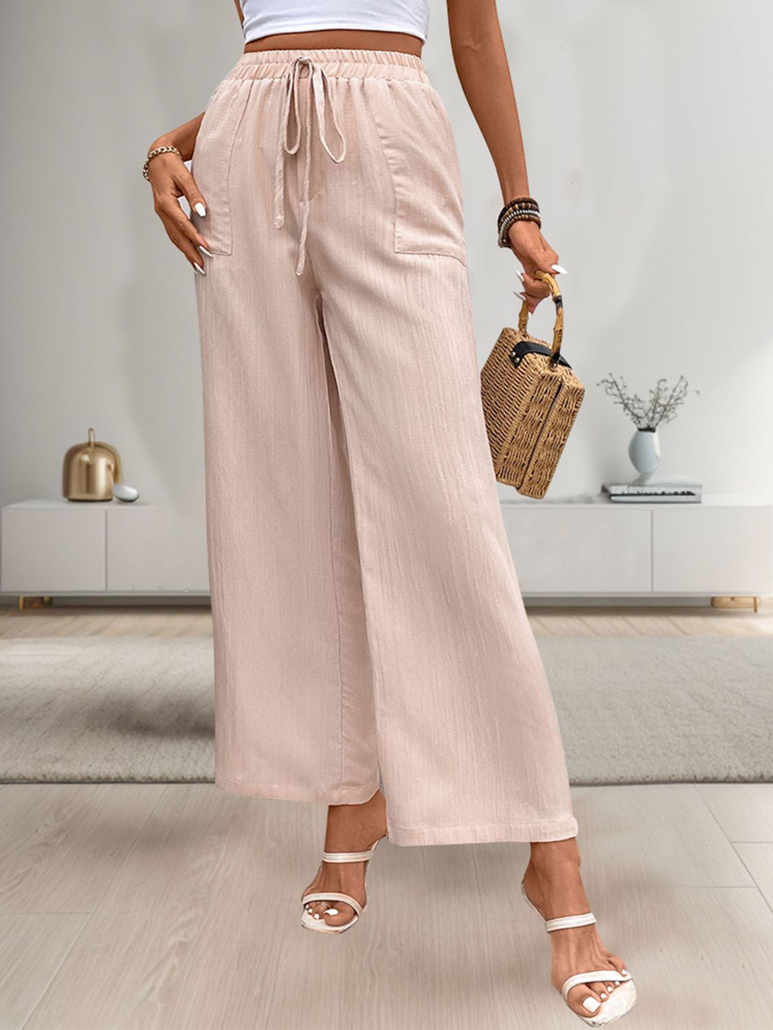 Honeybee Mumford's Tied Wide Leg Pants with Pockets