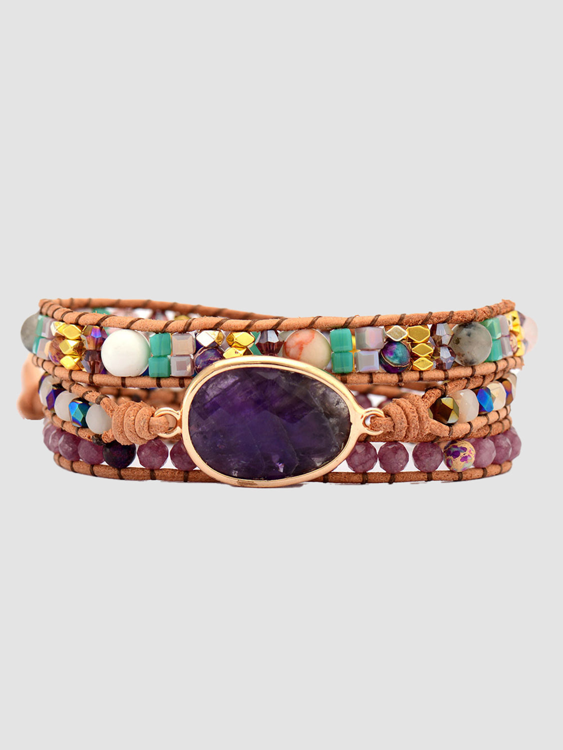 honeybee Mumford's Triple-Layer Amethyst Bracelet