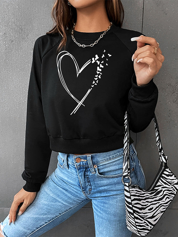 Honeybee Mumford's Round Neck Sleeve Heart Graphic Sweatshirt