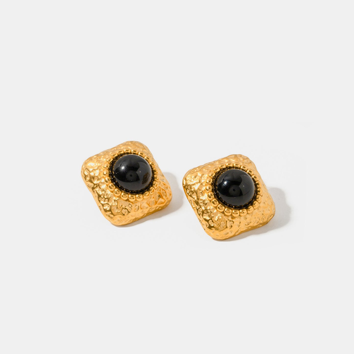 honeybee Mumford's Square Natural Black Onyx Earring