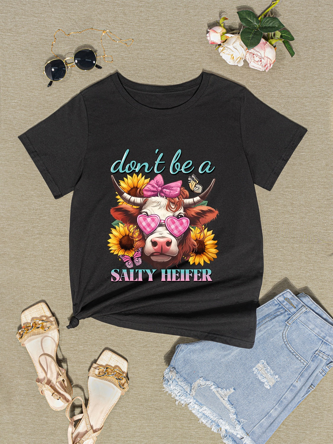 Honeybee Mumford's DON'T BE A SALTY HEIFER Round Neck T-Shirt