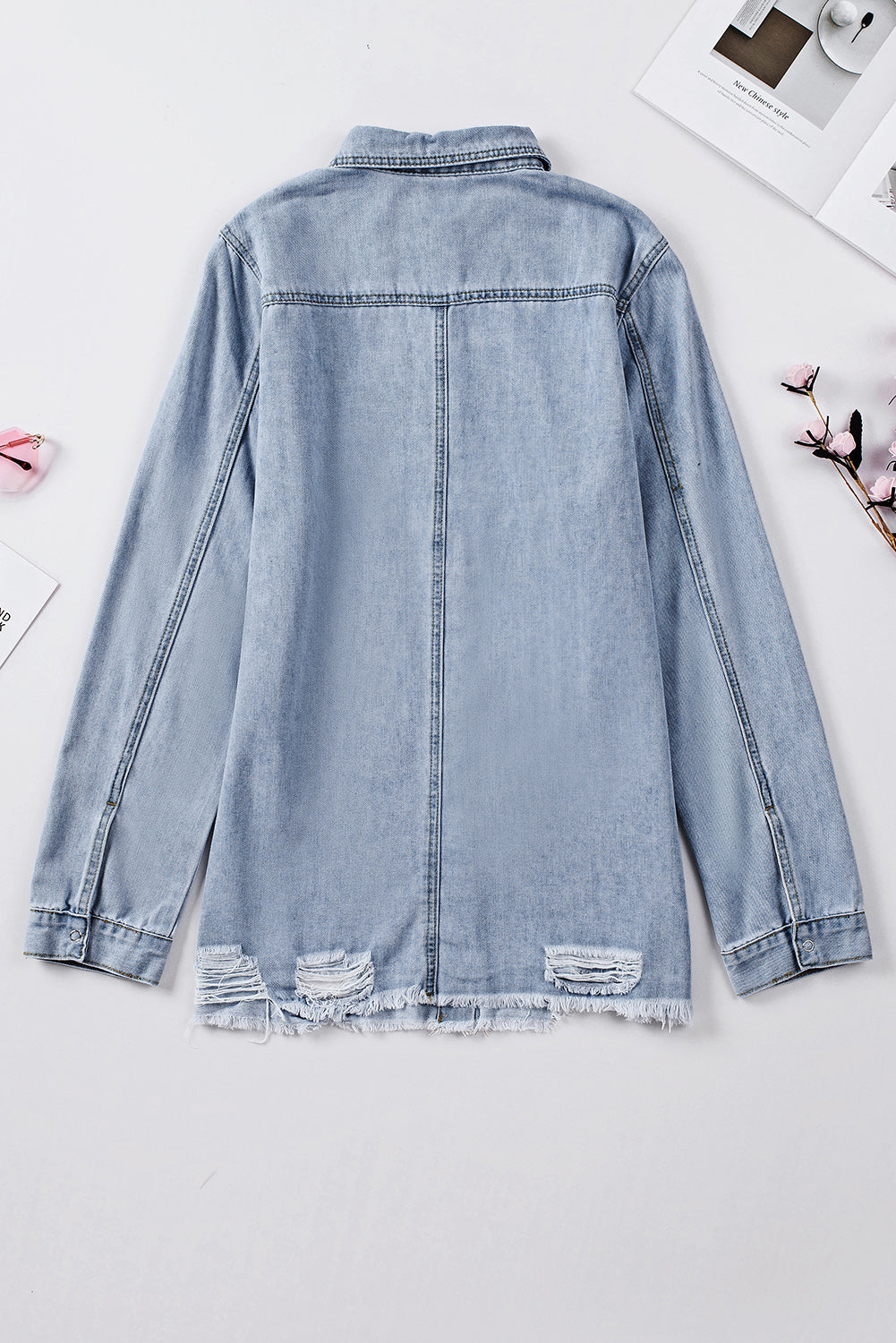 Honeybee Mumford's Distressed Snap Down Denim Jacket