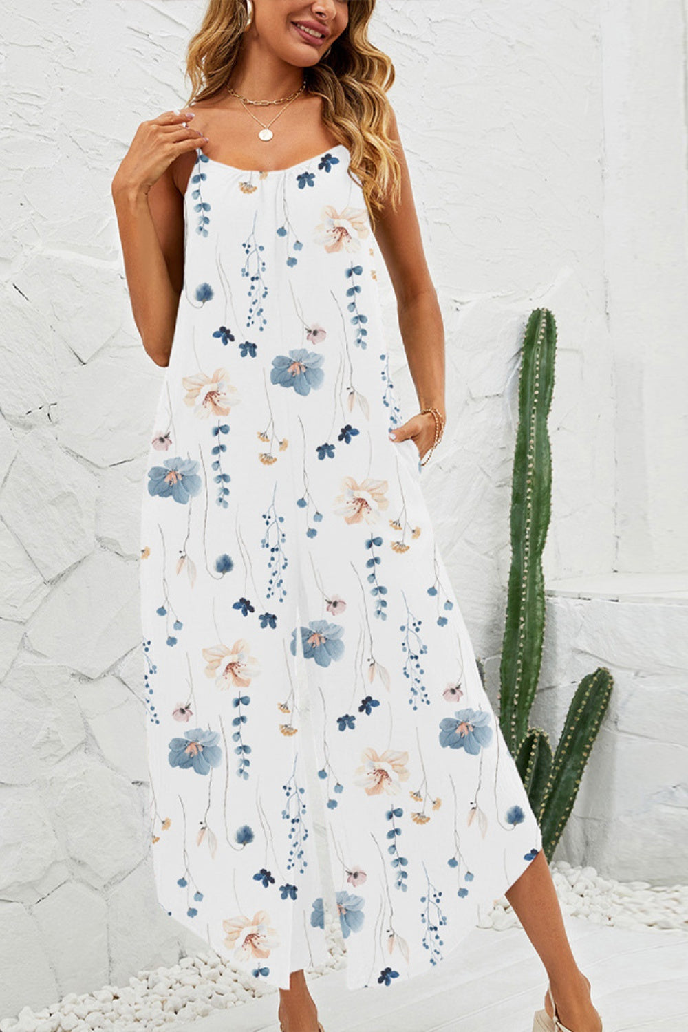 Honeybee Mumford's Printed Scoop Neck Wide Leg Jumpsuit