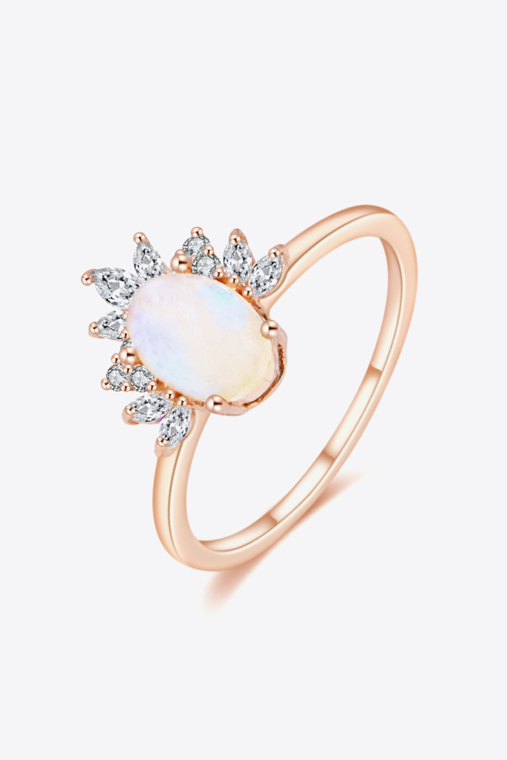 Honeybee Mumford's 18K Rose Gold-Plated Natural Moonstone Ring