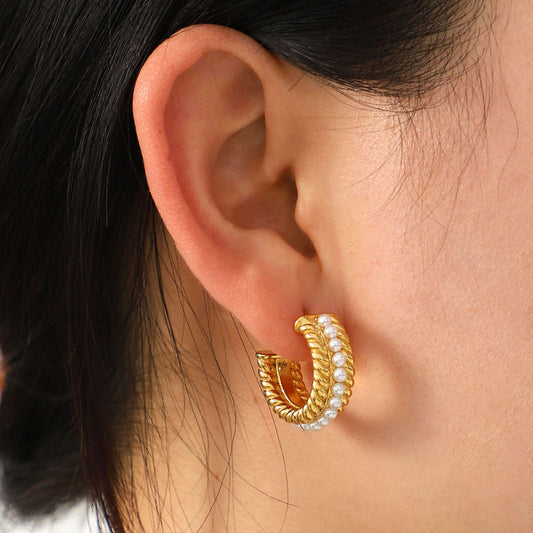 honeybee Mumford's Pearl C-Hoop Earrings