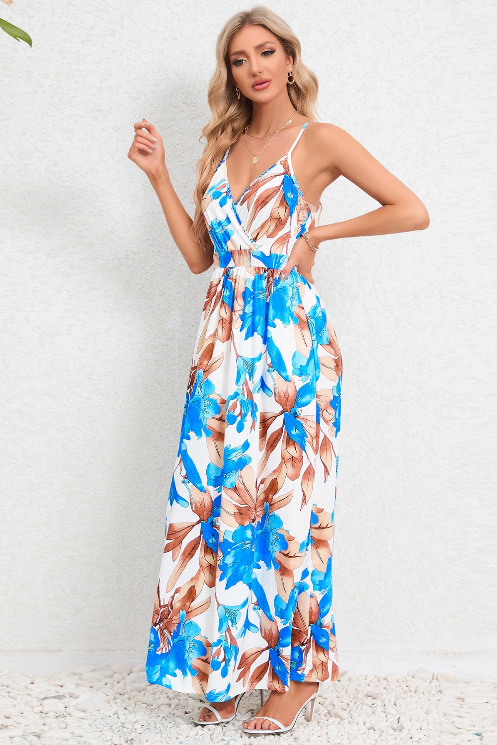 Honeybee Mumford's Printed Surplice Maxi Cami Dress