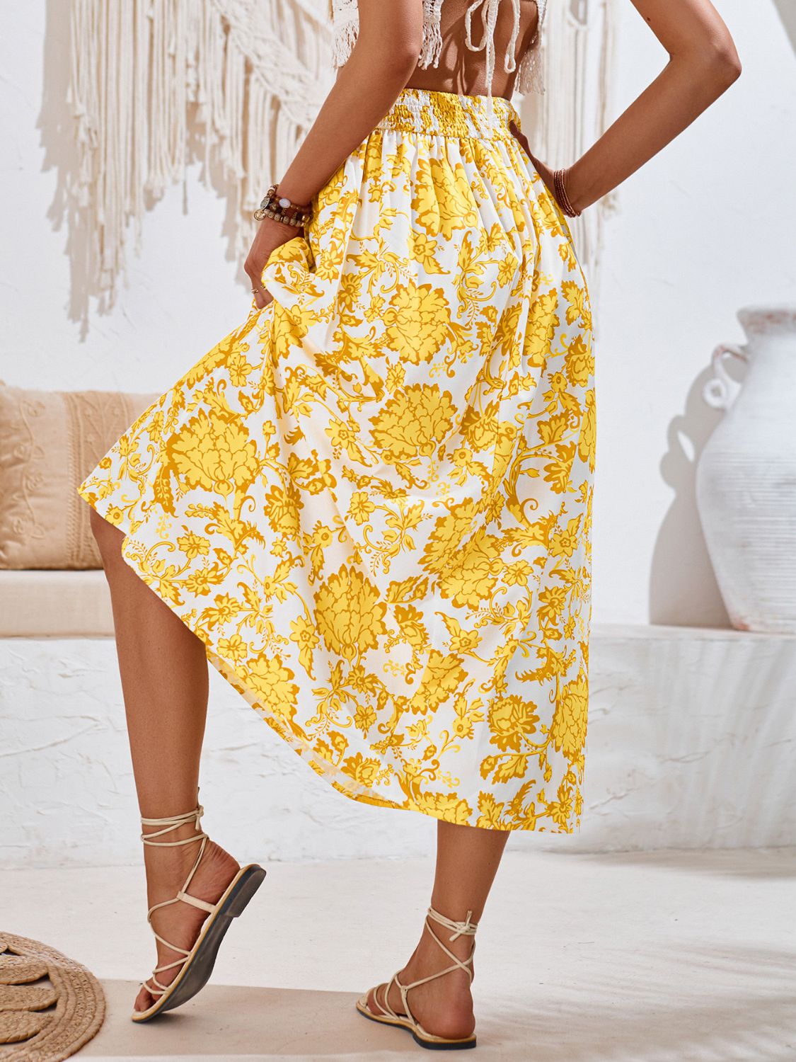 Honeybee Mumford's Printed Elastic Waist Midi Skirt