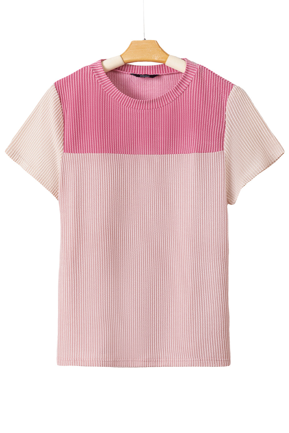 Honeybee Mumford's Pink Rib Textured Colorblock T Shirt