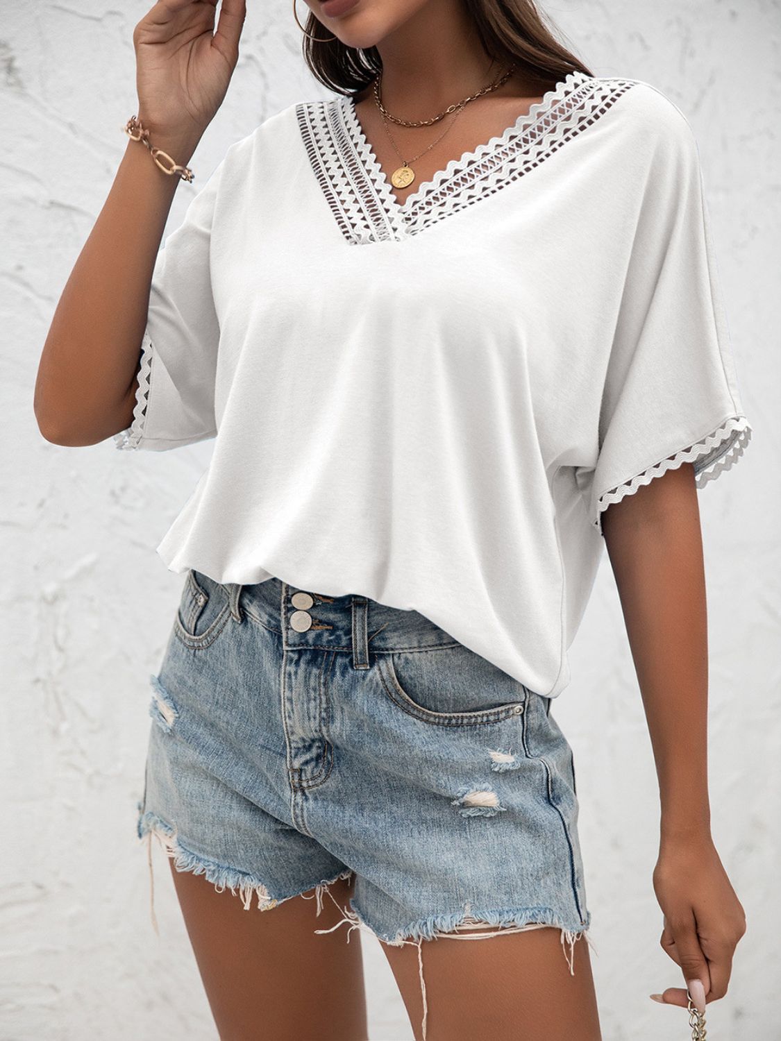 Honeybee Mumford's V-Neck Short Sleeve Blouse