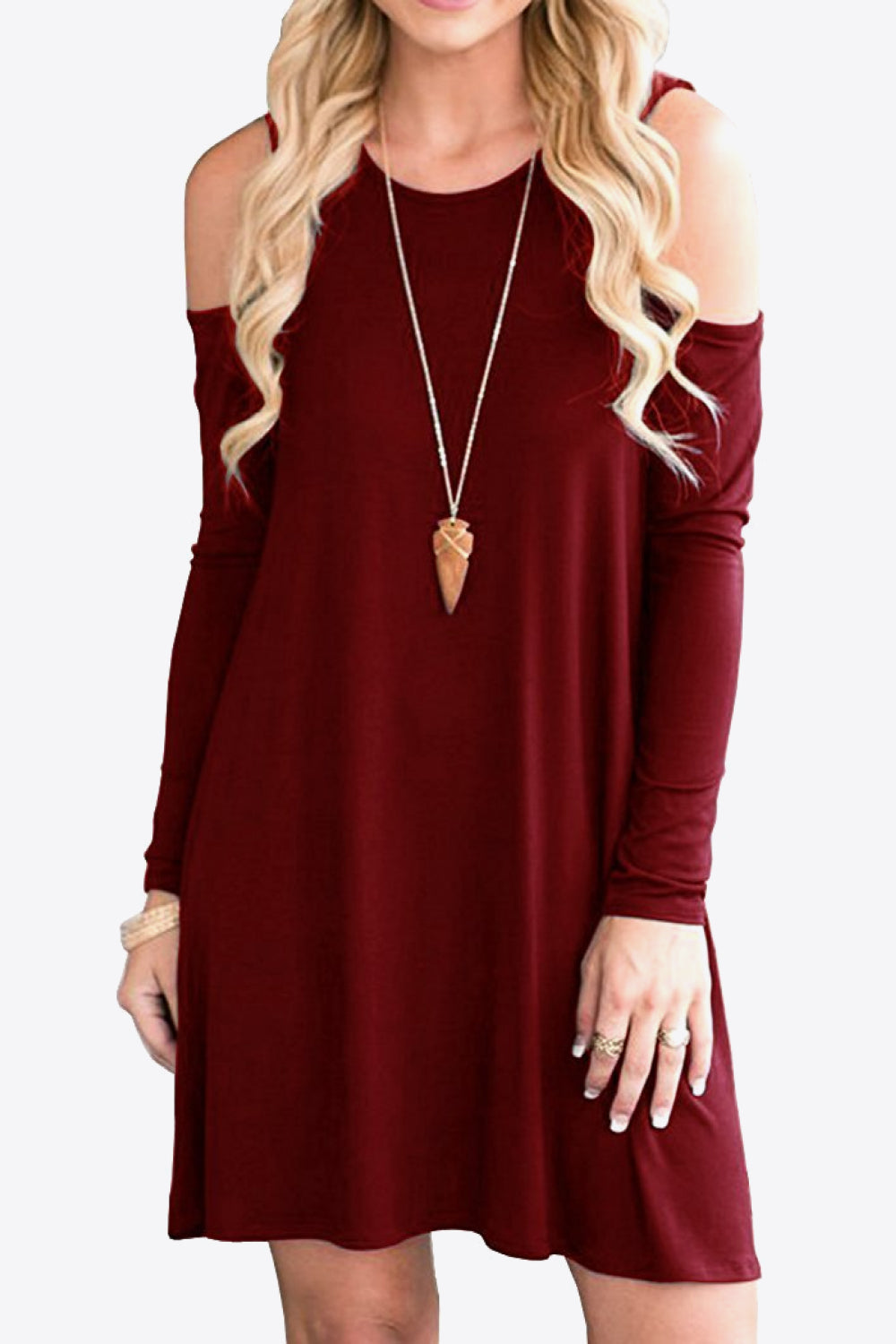 Honeybee Mumford's Cold-Shoulder Long Sleeve Round Neck Dress