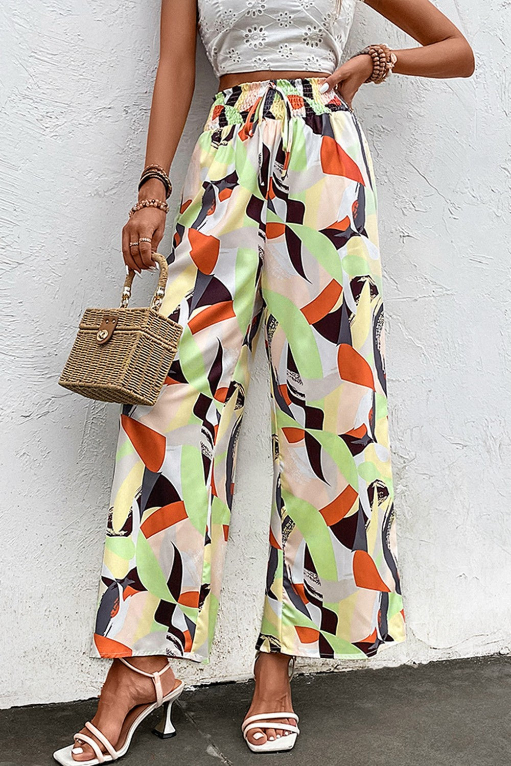 Honeybee Mumford's Printed Smocked Waist Wide Leg Pants