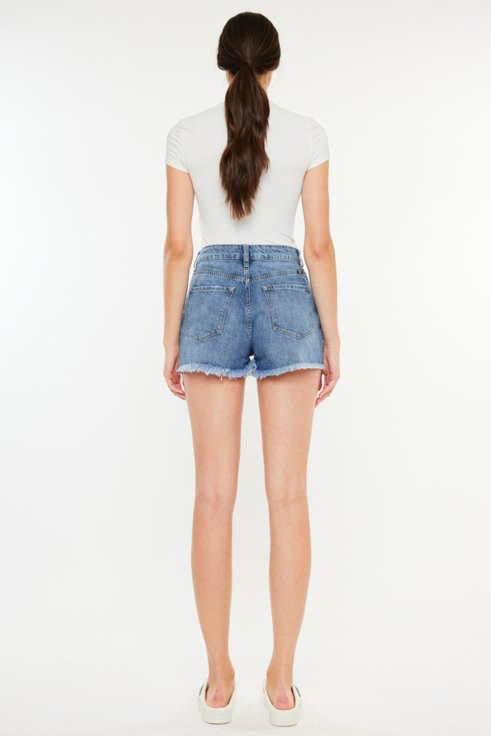 Honeybee Mumford's Distressed Raw Hem High Waist Denim Shorts