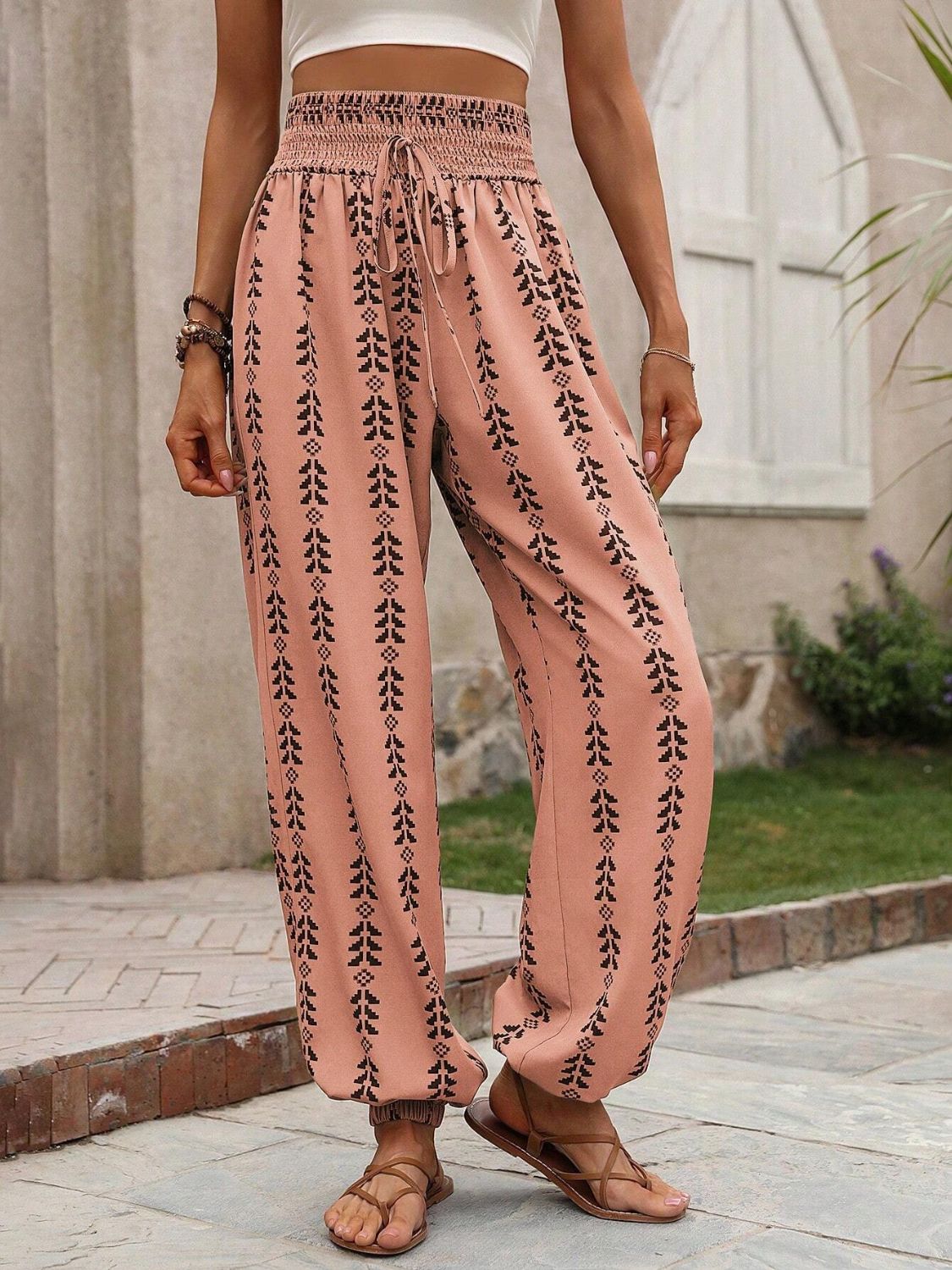 Honeybee Mumford's Tied Printed High Waist Pants