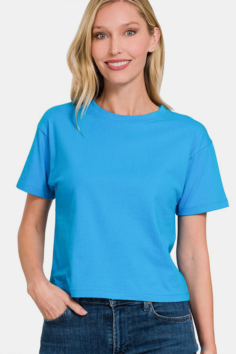 Honeybee Mumford's Round Neck Short Sleeve Cropped T-Shirt