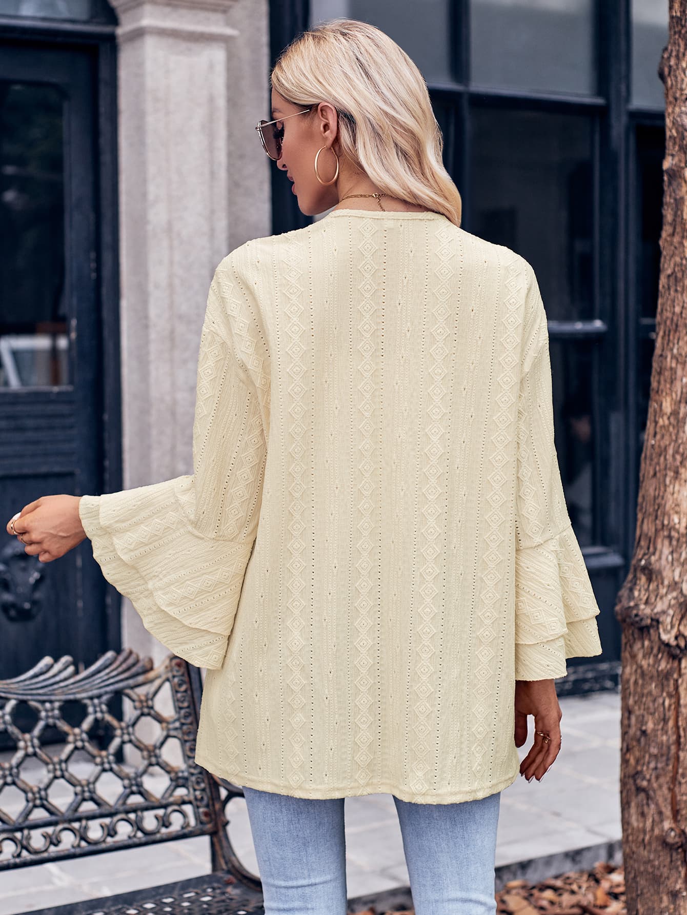 Honeybee Mumford's Eyelet Bell Sleeve Cardigan