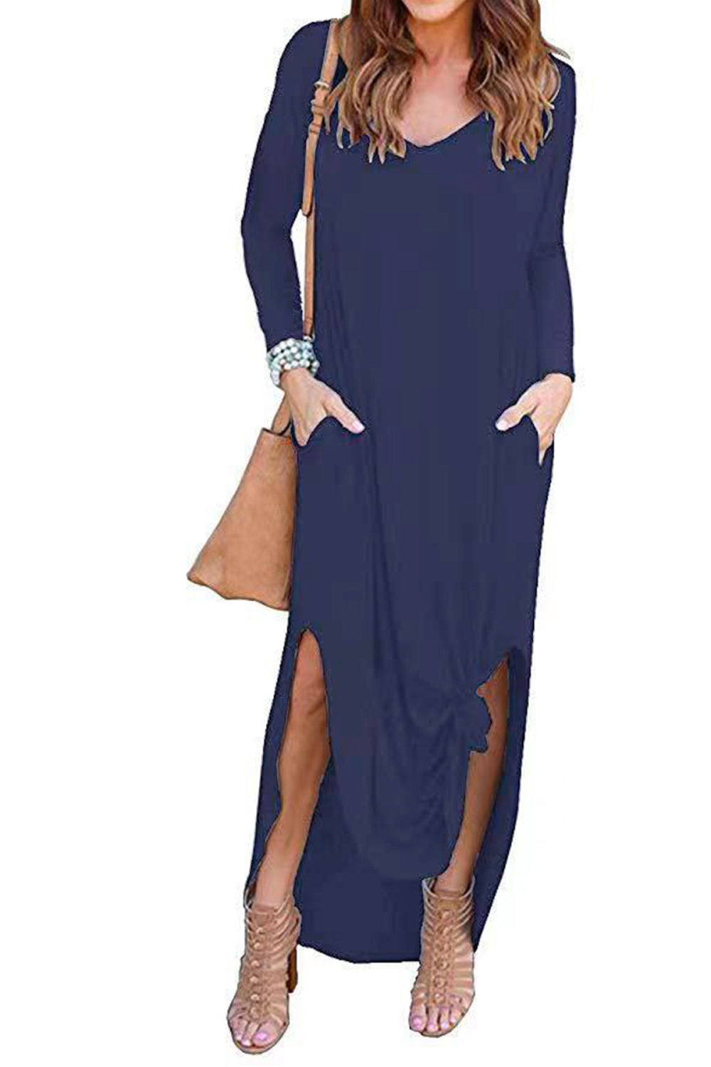 Honeybee Mumford's Split Long Sleeve V-Neck Maxi Dress