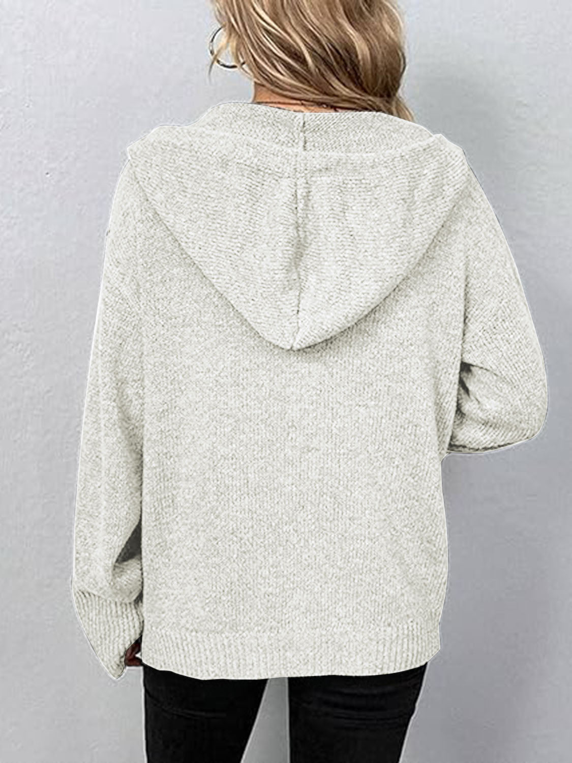 Honeybee Mumford's Button Up Drawstring Long Sleeve Hooded Cardigan