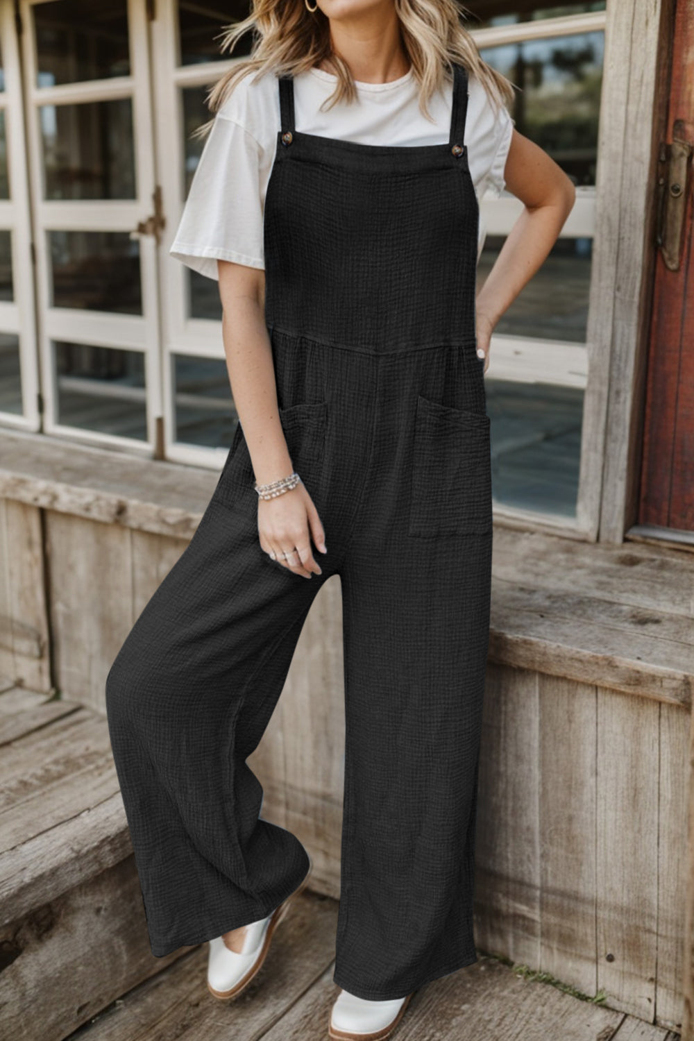 Honeybee Mumford's Full Size Wide Leg Front Pocket Jumpsuit