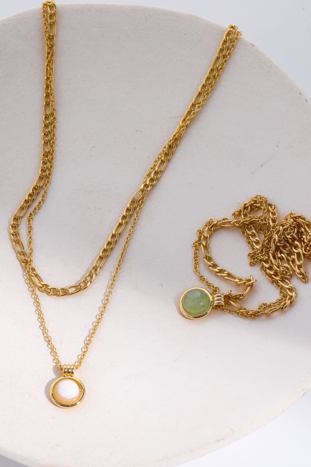 Honeybee Mumford's 14K Gold-Plated Round Shape Aventurine Pendant Necklace