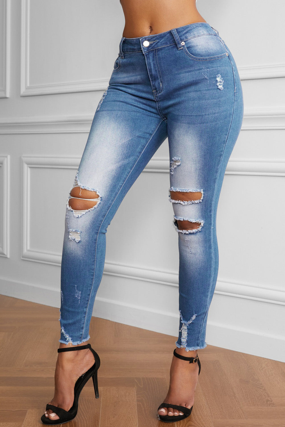 Honeybee Mumford's sky blue Faded Mid High-Rise Jeans