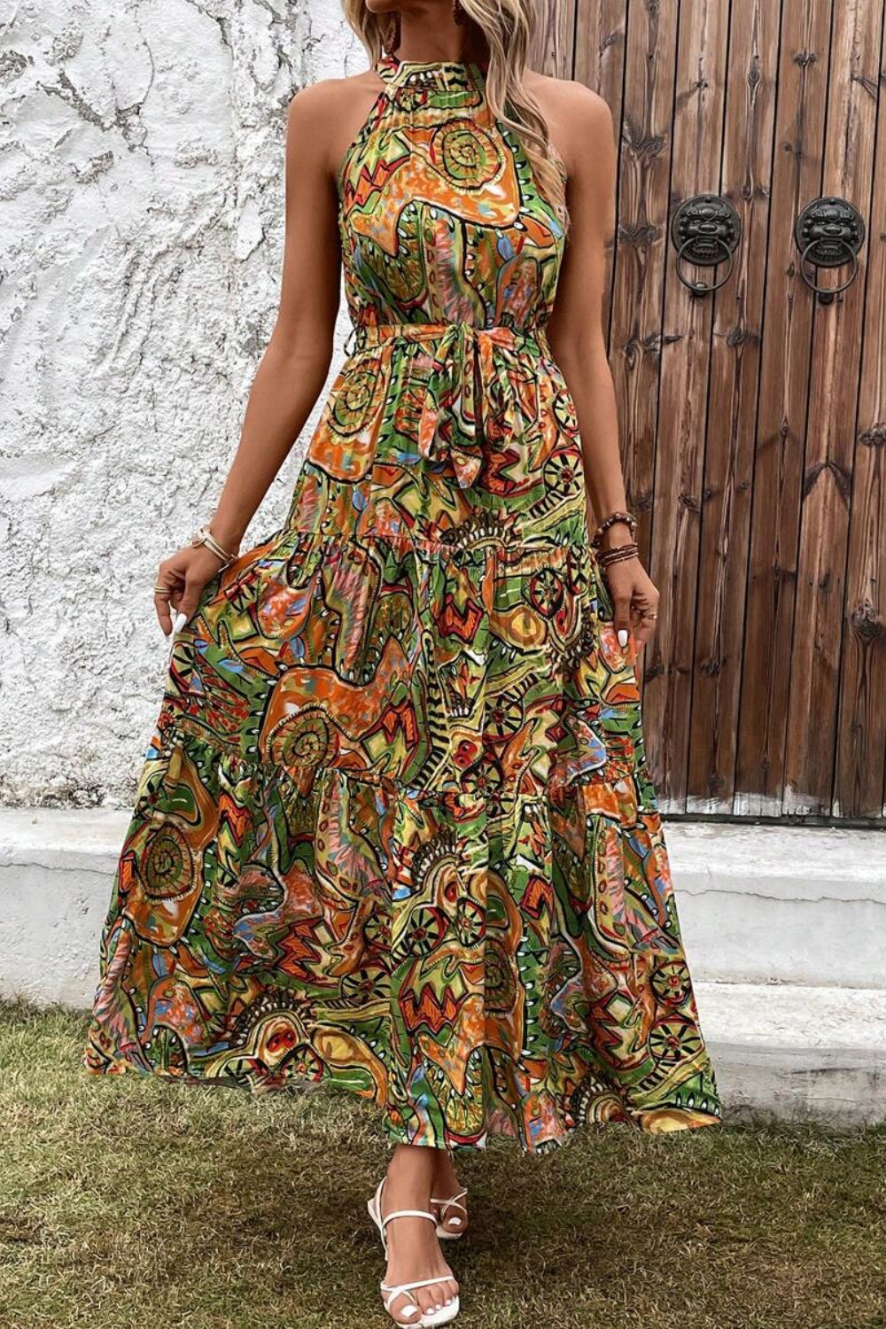 Honeybee Mumford's Tied Floral Sleeveless Maxi Dress