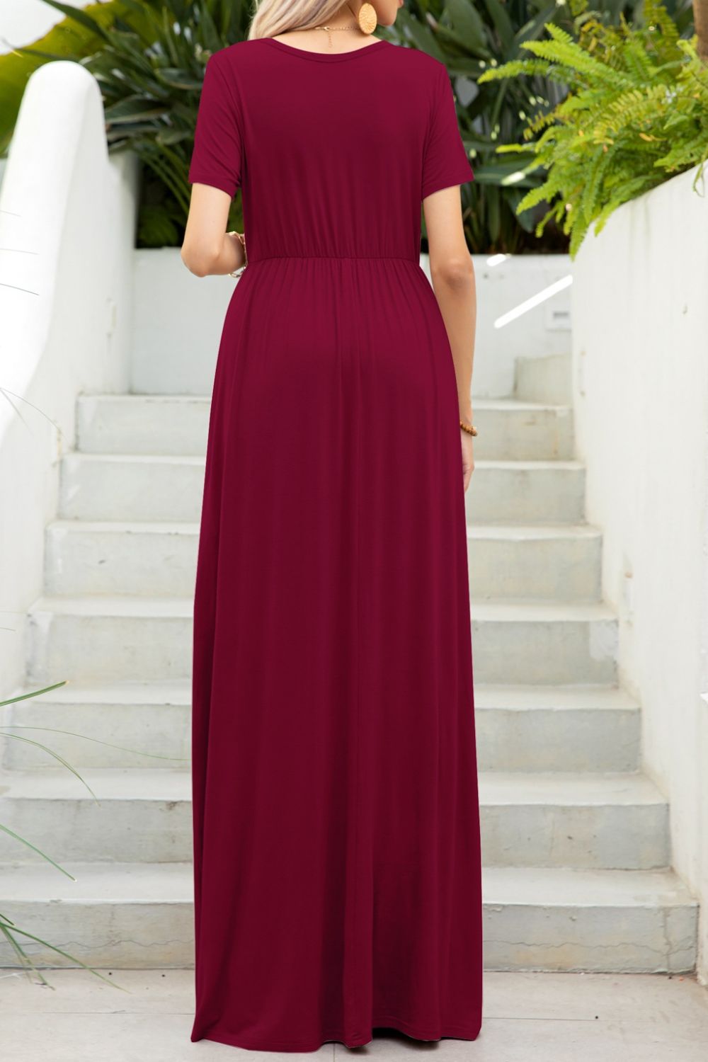 Honeybee Mumford's Round Neck Maxi Tee Dress with Pockets