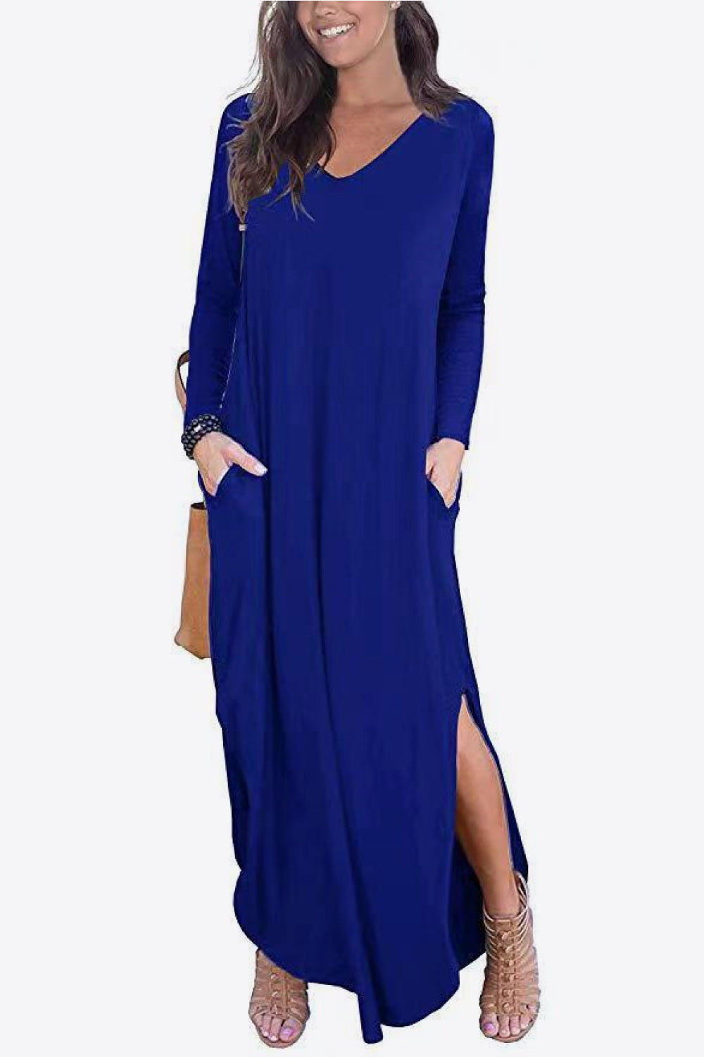 Honeybee Mumford's Split Long Sleeve V-Neck Maxi Dress