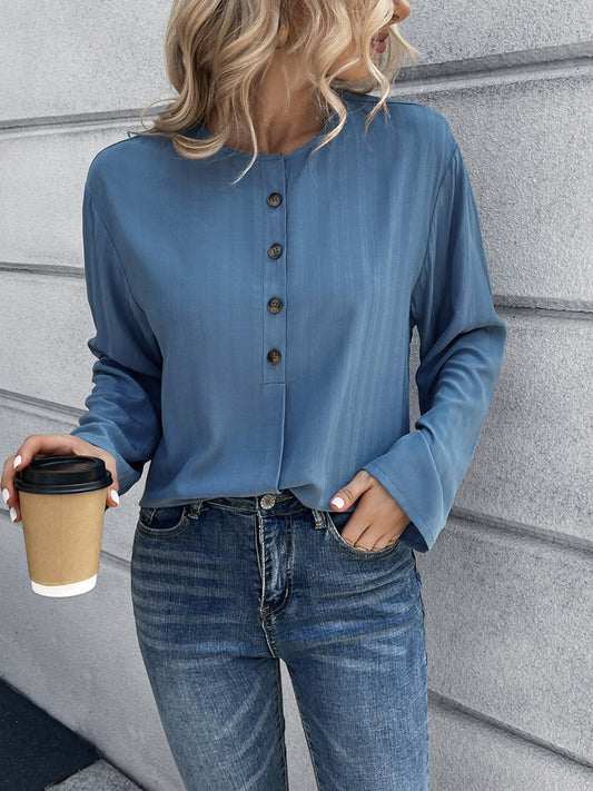 Honeybee Mumford's Half Button Long Sleeve Blouse